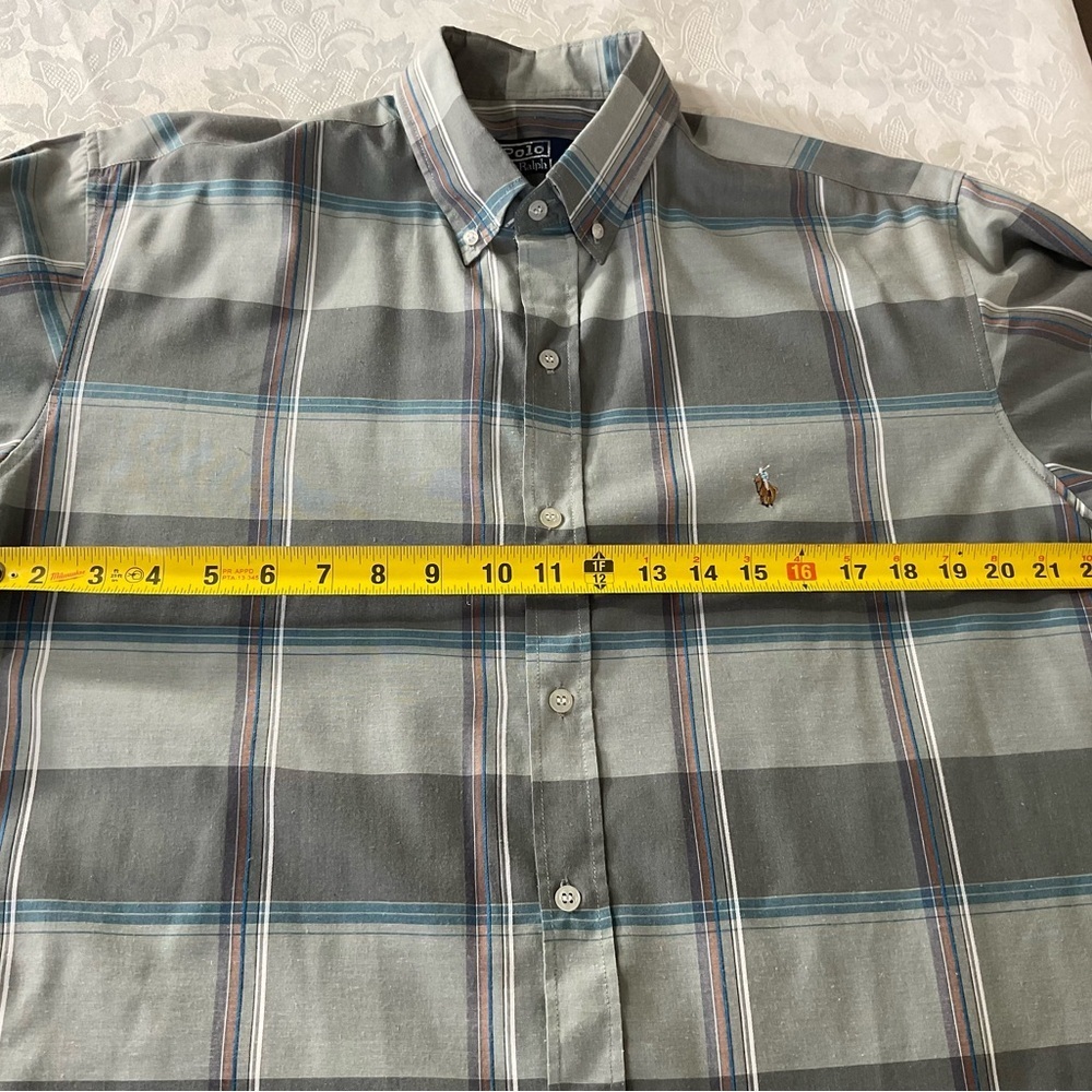 Polo Ralph Lauren Men's Size 20 Blue Grey L/S Button Down Shirt Small Pony - Picture 8 of 9